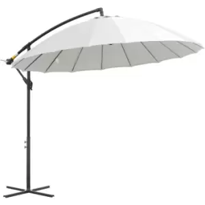 Image of 3(m) Cantilever Shanghai Parasol w/ Crank Handle, Cross Base Off-White - Off-White - Outsunny