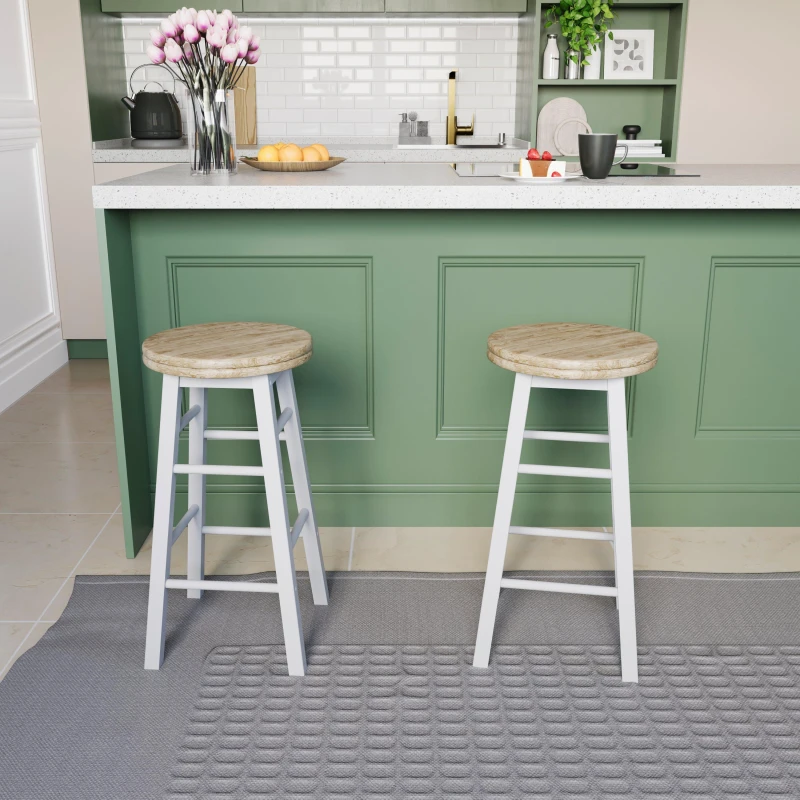 Image of Lassic Chef Vida Wooden Revolving Bar Stool - Set Of 2 White unisex One Size