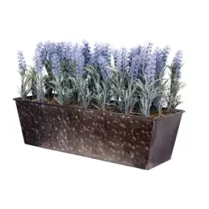 Image of GreenBrokers Artificial Lavender Plant in Rustic Window Box 45cm