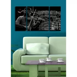 Image of 3P204045CS-6 Multicolor Decorative Canvas Wall Clock (3 Pieces)