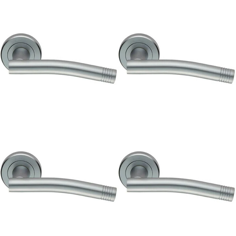 Image of Loops 4x PAIR Round Bar Handle with Arch Concealed Fix Round Rose Satin Chrome Multi