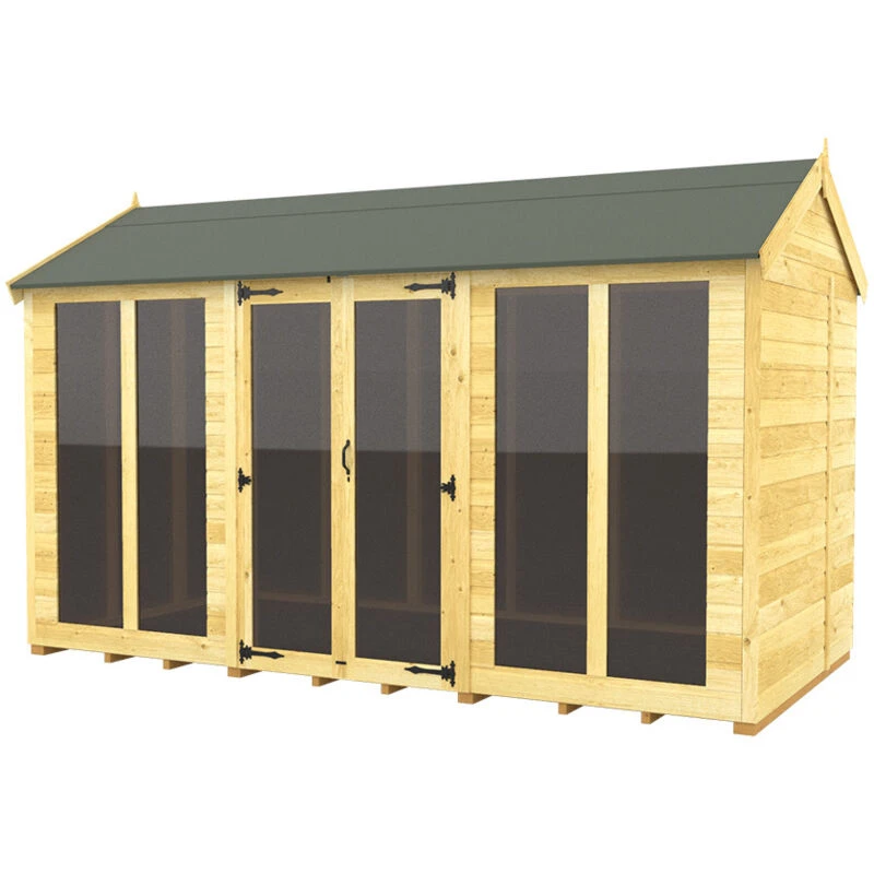 Image of Flat Pack Sheds DIY Sheds 12 x 5 Apex Summer House (Full Height Window), Brown 12X5AFHWSHFF