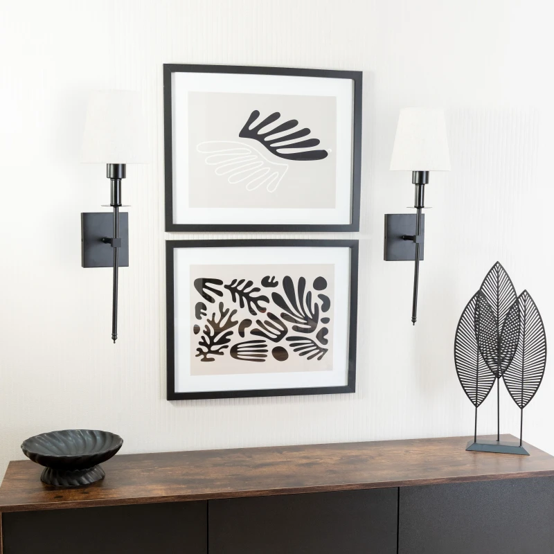 Image of ValueLights ValueLights Kincaid Set of 2 Rechargeable Easy Fit Dimmable Remote Control Wall Light with Shade in Black One Size Unisex 5059406040