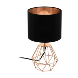 Image of Table Lamp Colour Copper Base Shade Black Copper Fabric Bulb E14 1x60W