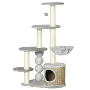 Image of PawHut Cat Tree 115cm Cat Climbing Tower - Light Grey