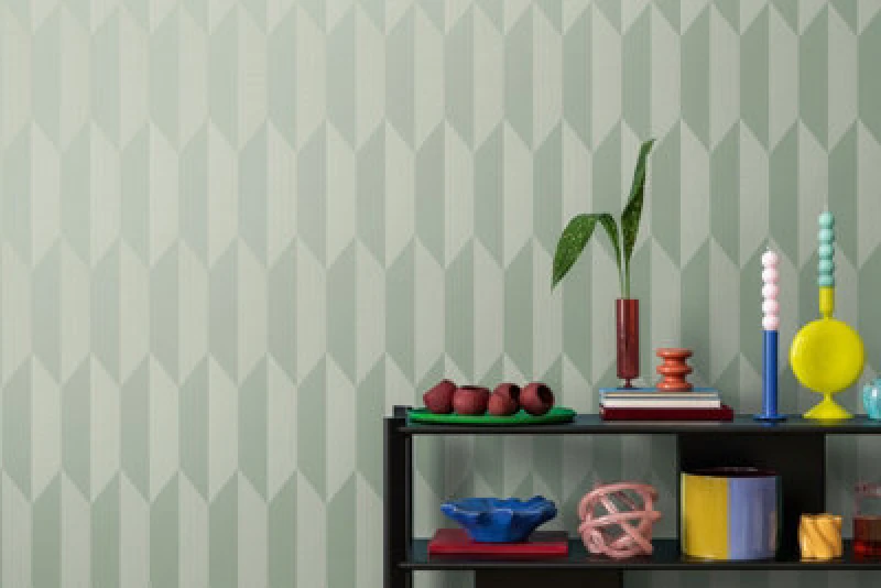 Image of As Creation Bricoflor Non-Woven Wallpaper, Funky Wallpaper, Modern, Retro, Geometric In Green - 10,05 X 0,53 M