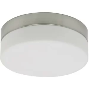 Image of Sienna Ikaro Flush Ceiling Light Steel Brushed, Glass Matt IP44