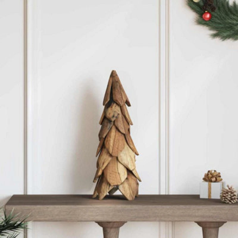 Image of Vidaxl Christmas Tree With Stand Brown 50 Cm Solid Teak Wood