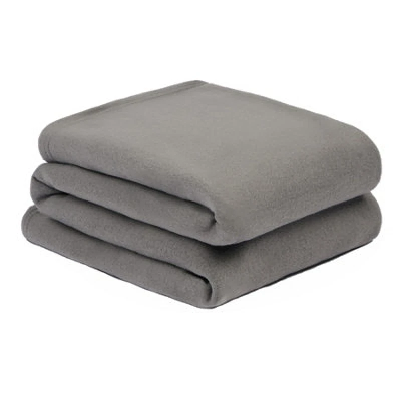 Image of OHS OHS Warm Plain Fleece Throw Over Bed Blanket in Mid Grey Size: 120cm x 150cm Mid Grey 120cm x 150cm Unisex 5027434160044