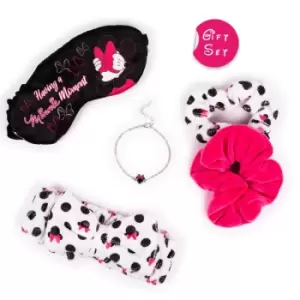 Image of Disney Minnie Mouse Spa Set - Zip Cosmetic Pouch, Sleep Mask, Hair Towel, Pair of Scrunchies and Jewellery Bracelet...