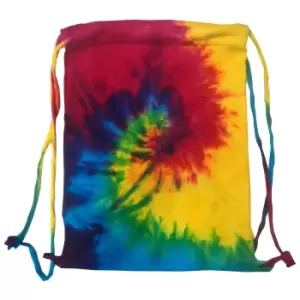 Image of Colortone Tie Dye Sports Drawstring Tote Bag (Pack Of 2) (One Size) (Reactive Rainbow)