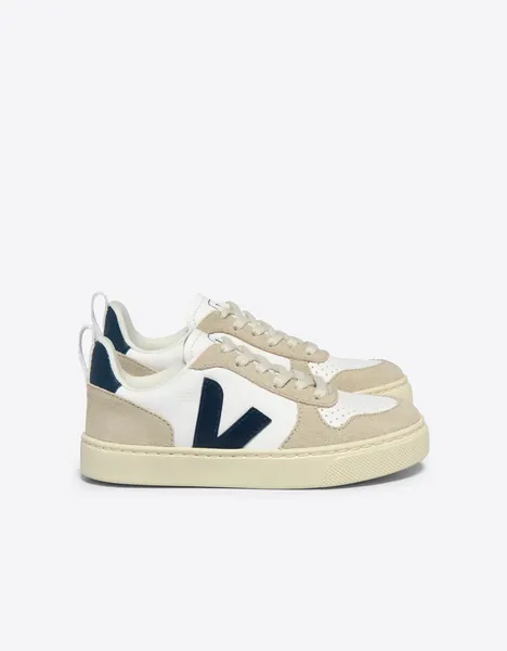 Image of VEJA white & navy v-10 Boys Youth trainers White/Navy UK 4