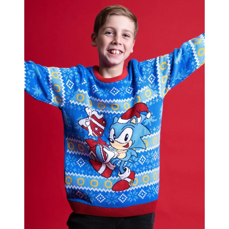 Image of Sonic the Hedgehog Christmas Jumper Blue