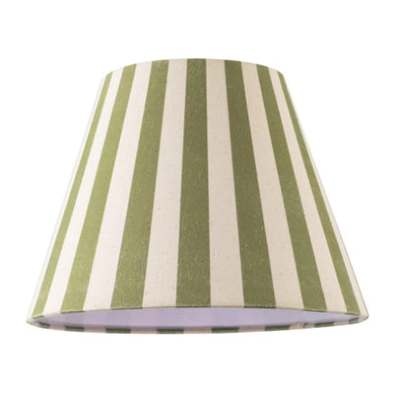 Image of Happy Homewares Olive Green And Oatmeal Linen Striped Coolie Shade With Cotton Inner