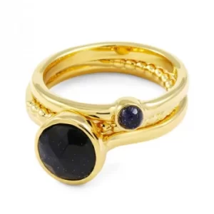 Image of Ladies Lola Rose Gold Plated Blue Sandstone Nerio Ring Set