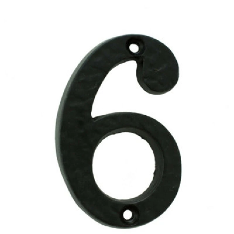 Image of Loops Black Antique Door Number 6/9 78mm Height 8mm Depth Iron Face Numeral Plaque Black