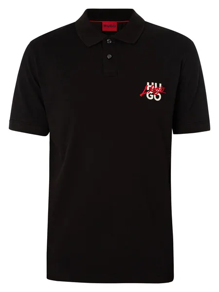 Image of HUGO Dalogpolo Chest Logo Polo Shirt Black M