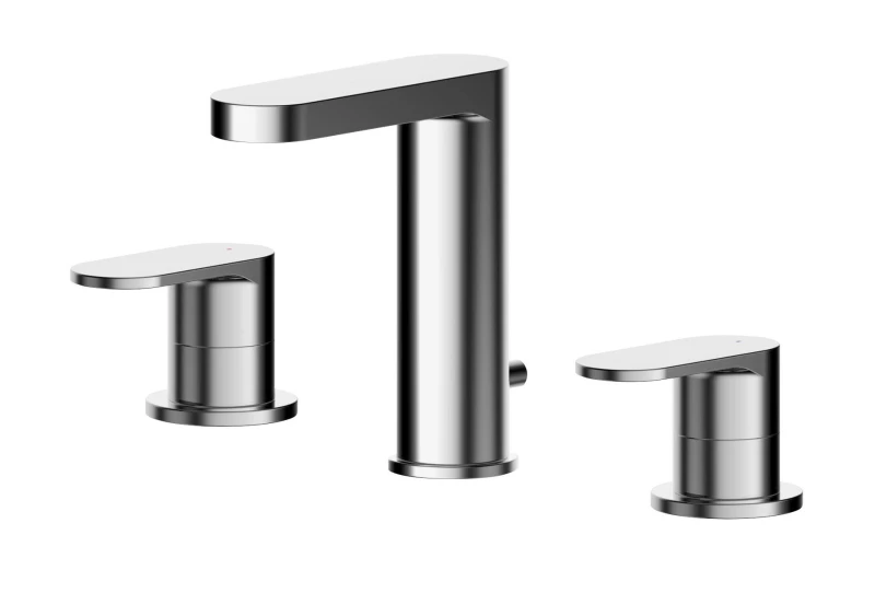 Image of Balterley Round Deck 3 Tap Hole Basin Mixer Tap Pop Up Waste Chrome Silver unisex