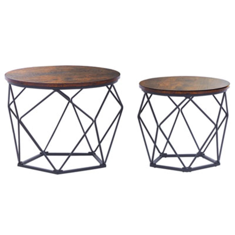 Image of Beliani Set Of 2 Coffee Tables Bruni Brown/ Black