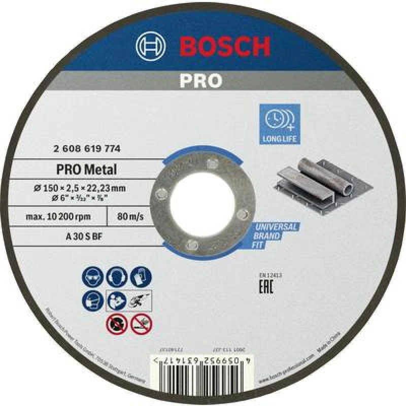 Image of Bosch Accessories Bosch Accessories Standard for Metal 2608619774 Cutting disc (straight) 150 mm Metal 2608619774