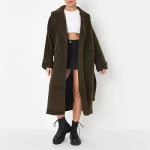 Image of Missguided Petite Longline Formal Coat - Green