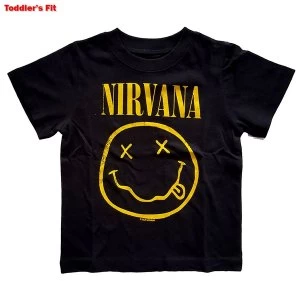 Image of Nirvana - Yellow Smiley Kids 5 Years T-Shirt - Black