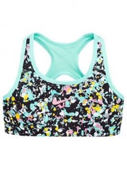 Image of Nike Older Girls Just Do It Reversible Sports Bra - Black/Turquoise