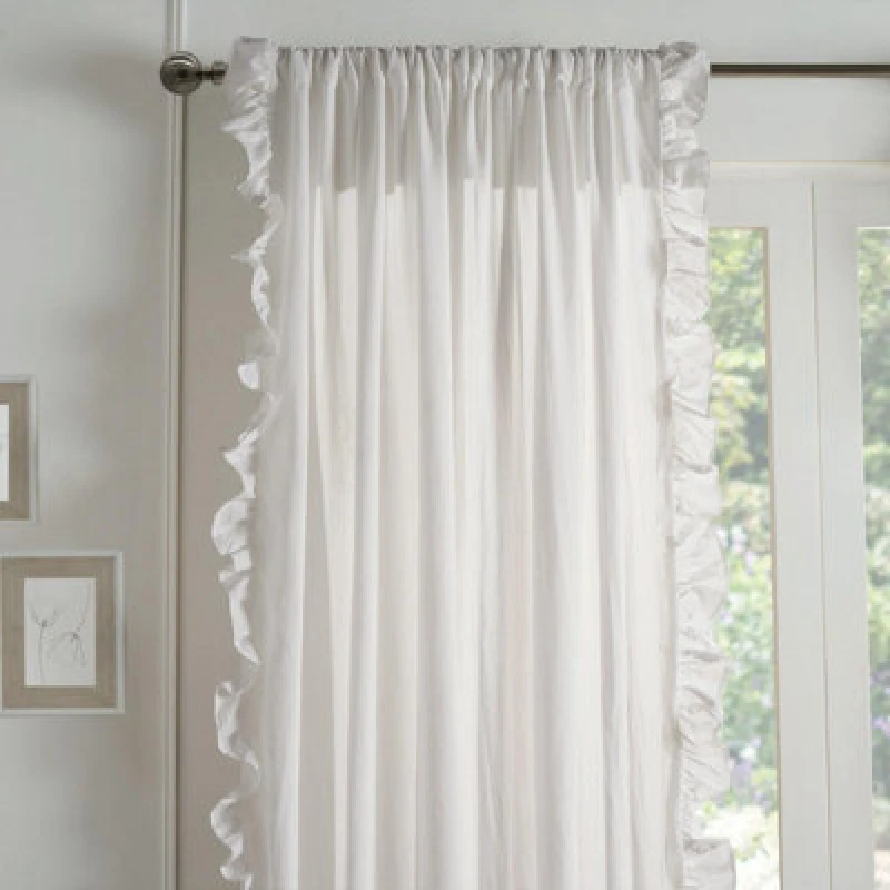Image of OHS OHS Frill Voile Net Curtains 2 Window Panels Sheer Rod Slot Top Pair Set in White Size: 140cm width x 220cm drop White 140cm width x 220cm drop