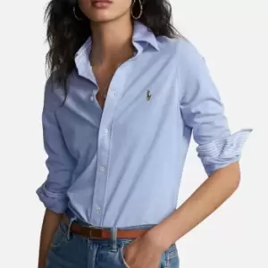 Image of Polo Ralph Lauren Womens Long Sleeve Skinny Heidi Knit Shirt - Harbor Island Blue - S