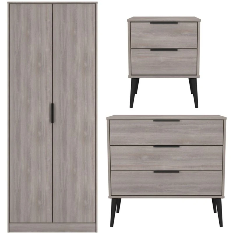 Image of Ready Assembled 2 U Tulsa 3 Piece Bedroom Furniture pack (Ready Assembled) in Light Oak Size: Large Light Oak Unisex Large