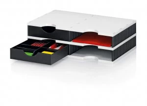 Image of Styrodoc Duo Set 4 Compatments WH/BK 2 Drawers