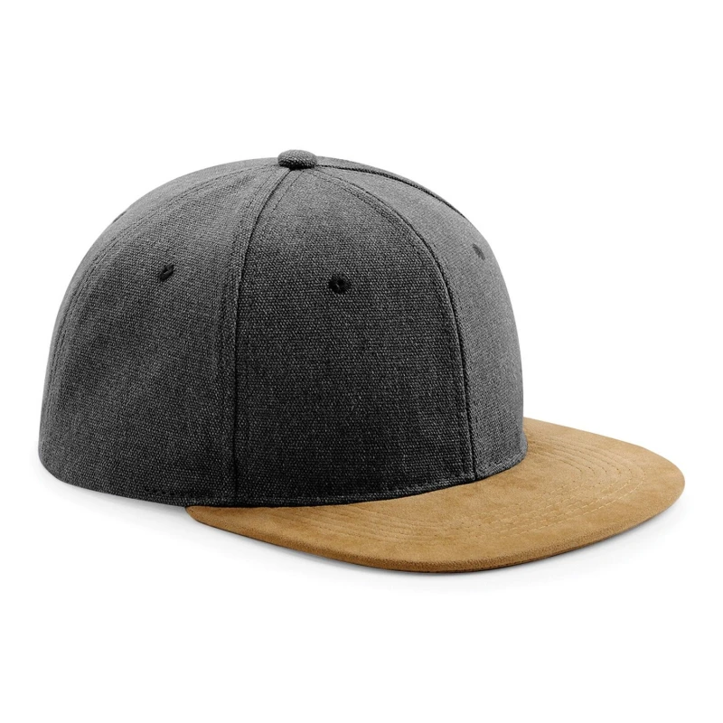 Image of Beechfield Beechfield Men Faux Suede Peak Snapback Cap in Dark Grey Dark Grey One Size Male 5054171879342