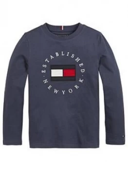 Image of Tommy Hilfiger Boys Long Sleeve Heritage Logo T-Shirt - Navy