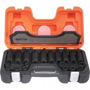 Image of Bahco 20 Piece 1/2" Drive Deep and Standard Hex Impact Socket Set Metric 1/2"