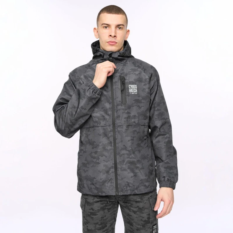 Image of Crosshatch Janscore Allover Print Jacket Grey male S