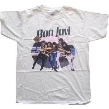 Image of Bon Jovi - Breakout Unisex Medium T-Shirt - White