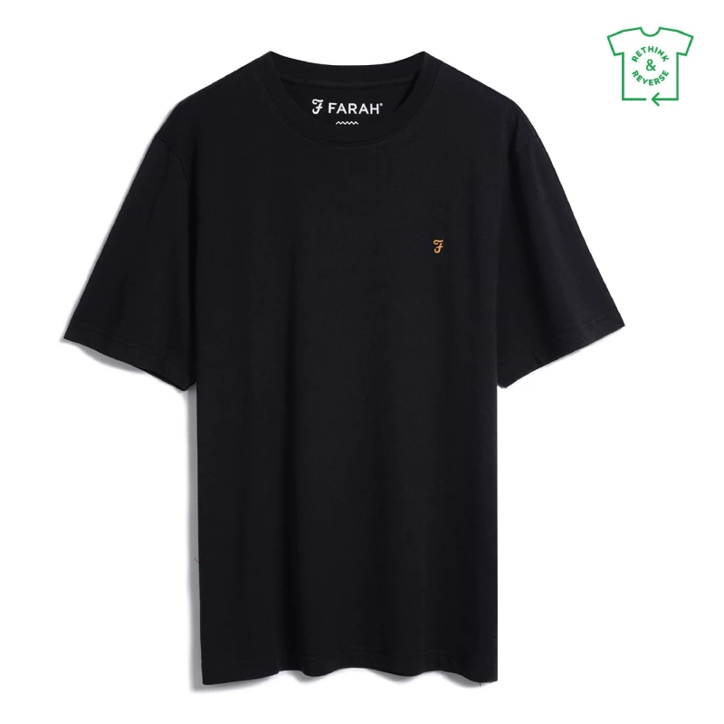 Image of Farah Alexander Regular Fit Circular T-Shirt - Black XS