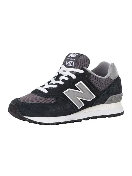 Image of New Balance 574 Suede Trainers Black/Grey 6 UK
