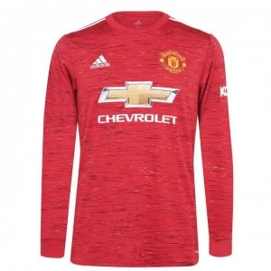 Image of adidas Manchester United Home Long Sleeve Shirt 2020 2021 - Red