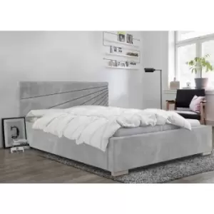 Image of Fenna Upholstered Beds - Plush Velvet, Single Size Frame, Silver - Silver