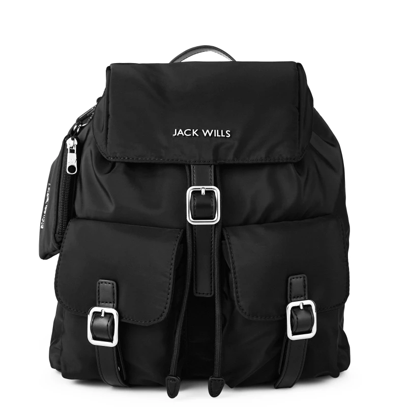 Image of Jack Wills Drawstring Buckle Backpack - Black One Size