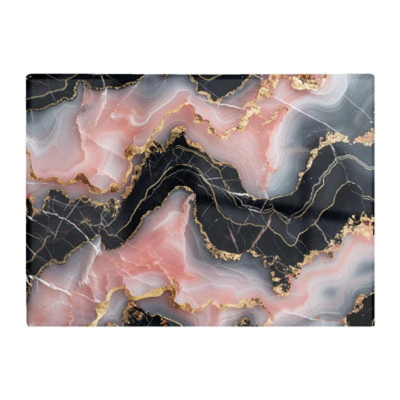 Image of Warren Reed Designer Baby Pink And Black Marble Effect Chopping Board