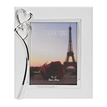 Image of 5" x 7" - Silver Plated & Crystal Double Heart Photo Frame