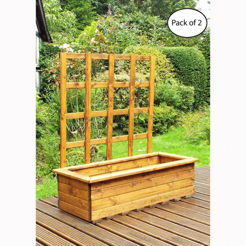 Image of Charles Taylor Multi Pack of 2 - Extra Large Kensington Planter - Wood in Light Brown Light Brown Unisex