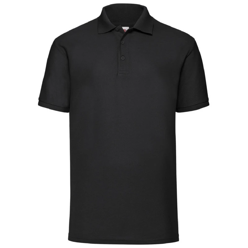 Image of Fruit Of The Loom Fruit of the Loom Men 65 35 Pique Short Sleeve Polo Shirt in Black Size: Small Black S Male 5055747648577