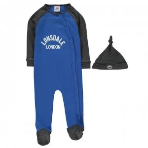Image of Lonsdale Sleep Suit Baby Boys - Blue/Grey