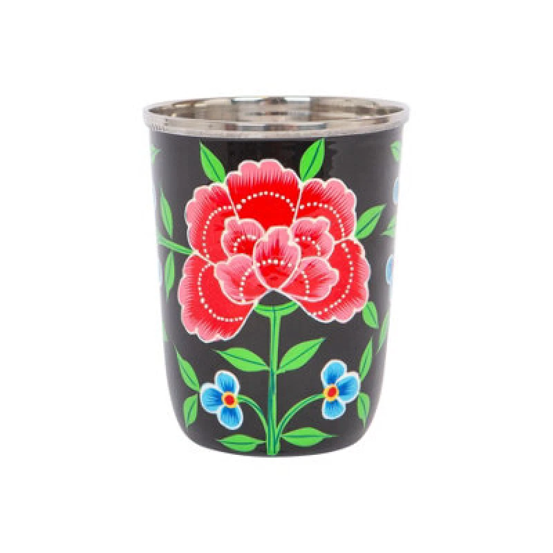 Image of Billycan Hand-Painted Picnic Cup - 300ml - Carbon Peony