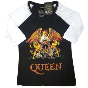Image of Queen - Classic Crest Ladies Medium T-Shirt - Black,White