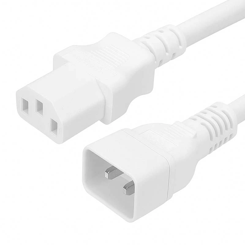 Image of FDL 2M IEC C20 PLUG TO C13 SOCKET MAINS EXTENSION CABLE - WHITE