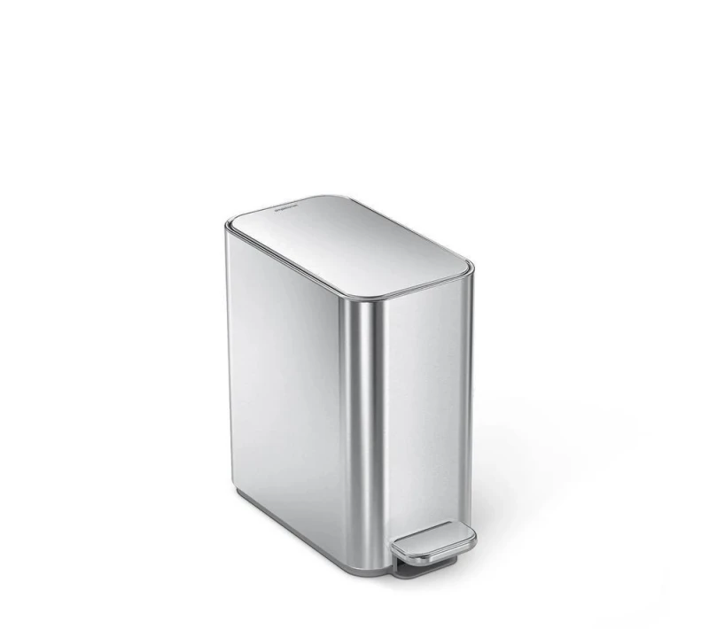 Image of SIMPLEHUMAN CW2096 5-litre Slim Rectangular Pedal Bin - Silver 838810025742